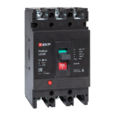 Выключатель автоматический 3п 50А 18кА LS125 ProPact EKF mccb-125-18-3-50-ls
