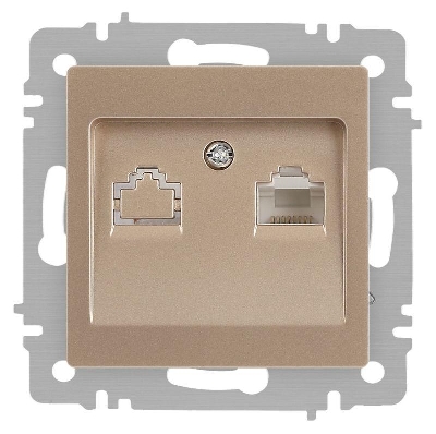 Розетка компьютерная 1-м СП Accent 6-303-04 RJ45 IP20 шампань Intro Б0063632