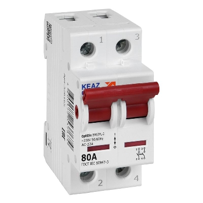 Выключатель нагрузки модульный 2п 80А OptiDin BM63PL-280-УХЛ3 (ВМ63PL) КЭАЗ 328165