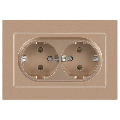 Розетка 2-м СП Accent 6-205-04 16А IP20 250В 2P+E Schuko AL/CU шампань Intro Б0063492