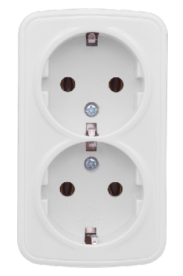 Розетка 2-м ОП Минск 16А IP20 с заземл. бел. Basic EKF EGR16-128-10