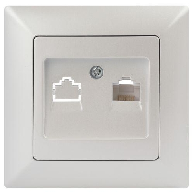 Розетка компьютерная 1-м СП Solo 4-303-06 RJ45 IP20 перламутр Intro Б0053993