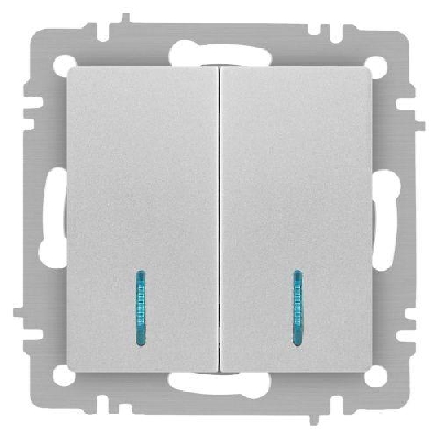 Выключатель 2-кл. СП Accent 6-105-03 10А IP20 250В с подсветкой AL/CU алюм. Intro Б0063511