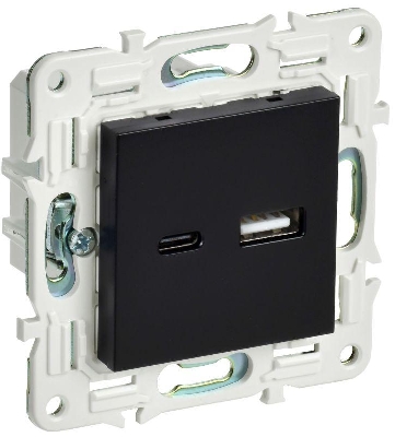 Розетка USB A+C 3.1А SKANDY SK-R14Bl черн. IEK SK-U22-D31-K02