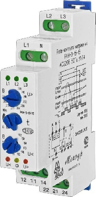 Реле контроля напряжения 3ф РКН-3-15-15 УХЛ4 AC 230В/AC 400В 4-х проводная схема включения задержка срабатывания 0.1...10с ток контактов исполнит. реле 8А 2п Меандр A8302-16933945