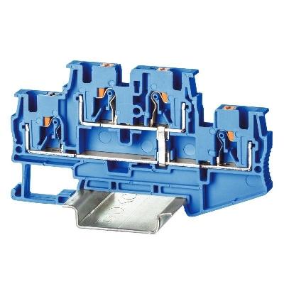 Клемма двухуровневая зажим push-in 4 точки подключения с перемычкой между уровнями 4кв.мм син. DKC VPRTT-4-PV-BU