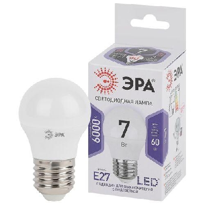 Лампа светодиодная P45-7W-860-E27 шар 560лм ЭРА Б0031402