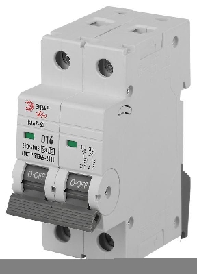Выключатель автоматический 2п D 16А 4.5кА ВА47-63 PRO ЭРА Б0059463