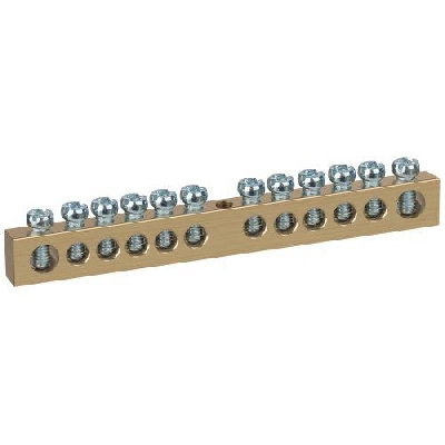 Шина NO-122-32 PEN земля-ноль 8х12мм 12/1 латунная крепеж по центру Эра Б0047247