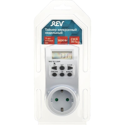 Таймер недельный электронный с заземл. 1.8кВт бел. REV 66989 6