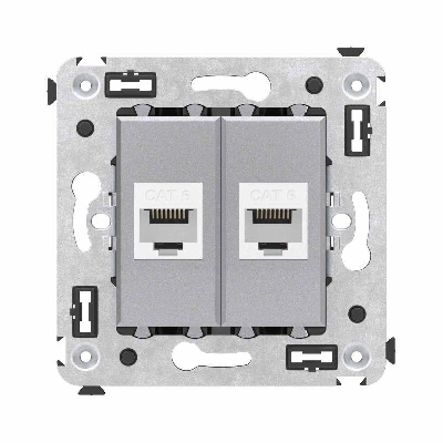 Розетка компьютерная 2-м СП Avanti "Закаленная сталь" RJ45 кат.6 без шторок механизм DKC 4404694