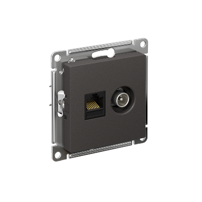 Розетка компьютерная + телевизионная 2-м СП AtlasDesign RJ45 кат.5E + TV механизм базальт SE ATN001489