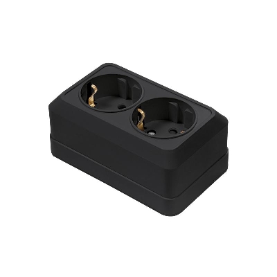 Розетка 2-м BOLLETO с заземл. накладная черн. 7128B IN HOME 4690612061061