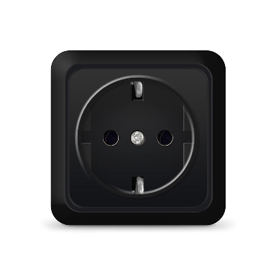 Розетка 1-м ОП Олимп 16А IP20 с заземл. черн. Universal 2227