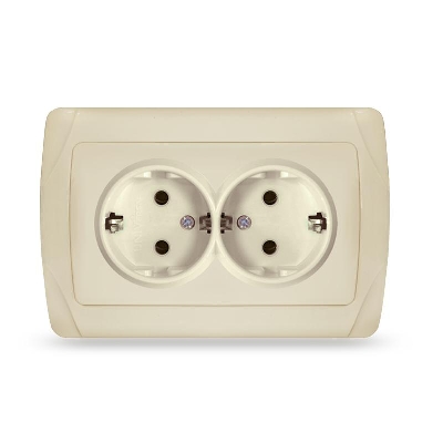 Розетка 2-м СП Маргарита 16А IP20 с заземл. сл.кость (ivory) UNIVersal М0128-I
