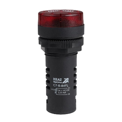 Зуммер с пульсирующим сигналом OptiSignal Compact D22 С7-B-B4FL красн. с подсветкой 24В AC/DC КЭАЗ 362172