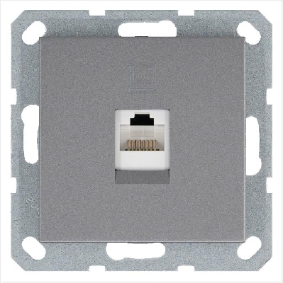 Розетка компьютерная 1-м RJ45 IP20 кат. 5E механизм алюм. Jasmart G6105S