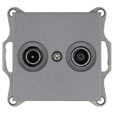 Розетка телевизионная проходная TV + FM 2-м Ф9.5мм механизм алюм. Jasmart G6205S
