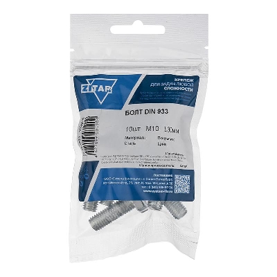 Болт с шестигранной головкой М10х30 DIN 933 оцинк. (уп.10шт) Tech-Krep/Zitar 102976