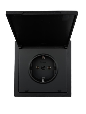 Розетка 1-мест. с/з с крышкой ПБТ СП ZIMA IP20 16А безвинт. зажим черн. бархат LEZARD 704-4288-123BQC