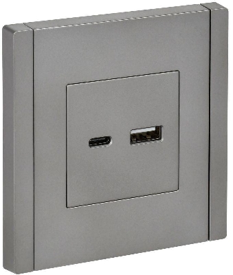 Розетка USB A+C сталь FORTE&PIANO 18Вт FP551 IEK FP-U22-018-K46