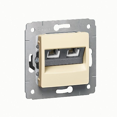 Розетка компьютерная + телефонная 2-м СП Cariva RJ45 + RJ11 кат.6 UTP механизм сл. кость Leg 773740