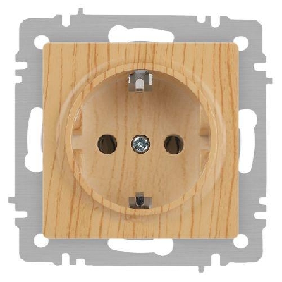 Розетка 1-м СП Accent 6-202-11 16А IP20 250В 2P+E Schuko сосна Intro Б0063706