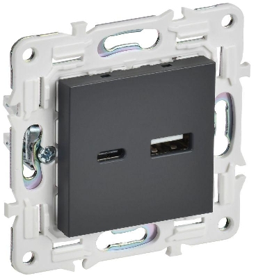 Розетка USB A+C 3.1А SKANDY SK-R14T титан IEK SK-U22-D31-K48