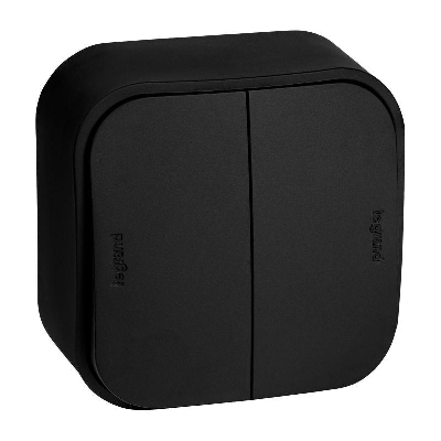 Переключатель проходной 2-кл. ОП Quteo 10А IP20 250В черн. матов. IEK 782479