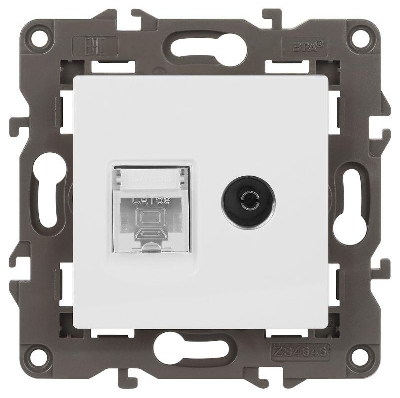 Розетка компьютерная + телевизионная Elegance 14-3110-01М RJ45+TV матов. бел. Эра Б0065767