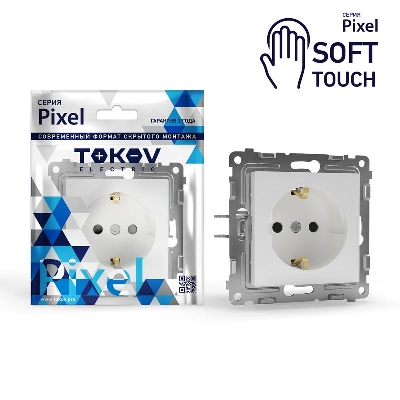 Розетка 1-м СП Pixel 16А IP20 с заземл. защ. шторки механизм айс TOKOV ELECTRIC TKE-PX-R1ZSF-C34