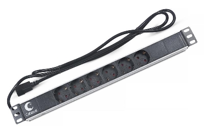 Блок евророзеток для 19дюйм шкафов PDU-6P-2IEC горизонт. 6 розеток 10А без выключателя алюм. корпус шнур 2м вилка IEC 320 C14 Cabeus 7289c