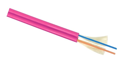 Кабель волоконно-оптический 50/125 (OM4) многомод. 2 волокна плотное буферное покрытие (tight buffer) zip cord для внутр. прокладки -25-+50град.C LSZH маджента RAL 4010 Cabeus 9223c