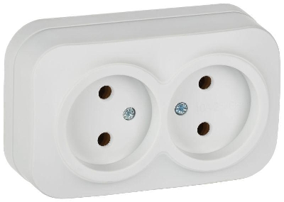 Розетка 2-м ОП GLORY РС22-2-ХБм 10А без заземл. без защ. шторок бел. матов. IEK ERH20-K01M-10