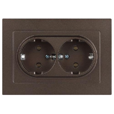 Розетка 2-м СП Accent 6-205-08 16А IP20 250В 2P+E Schuko AL/CU бронза Intro Б0063498