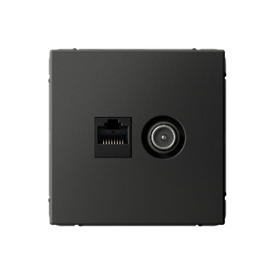 Розетка компьютерная + телевизионная 2-м СП ArtGallery RJ45 кат.5E + TV механизм базальт SE GAL001489