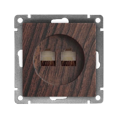 Розетка компьютерная 2-м СП Афина RJ45 кат.5E механизм венге Universal A1086-V