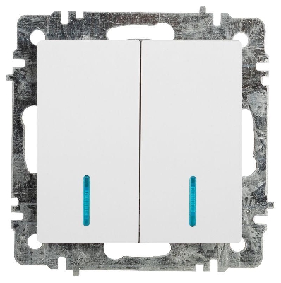 Выключатель 2-кл. СП Accent 6-105-01 10А IP20 250В с подсветкой AL/CU бел. Intro Б0063505