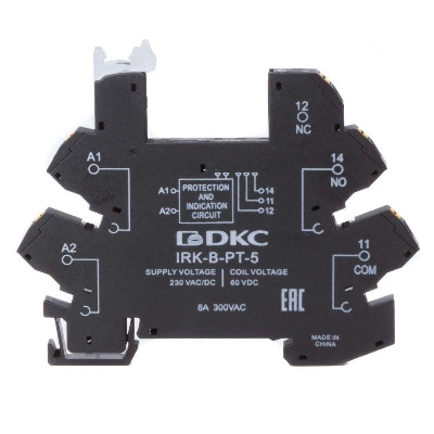 Колодка ультратонкая для реле RIS вх. напр. 230В AC/DC push-in клеммы DKC IRK-B-PT-5