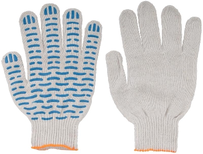 Перчатки вязаные "Волна" (4 нити) 10 класс вязки х/б с ПВХ 12491