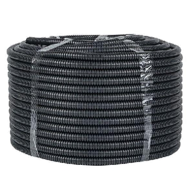 Труба гофрированная d16мм с протяжкой безгалоген. трудногорючая (FRHF) черн. (уп.100м) Plast EKF FRHF-16