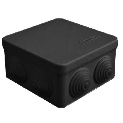 Коробка распределительная ОП 105х105х56мм IP54 7 выходов 4 гермоввода крышка защелкивающаяся материал – полипропилен черн. Epplast 100015
