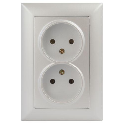 Розетка 2-м СП Solo 4-204-06 2х2P 16А 250В IP20 без заземл. перламутр Intro Б0053671