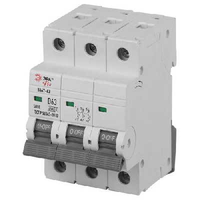 Выключатель автоматический 3п D 63А 4.5кА ВА47-63 PRO ЭРА Б0059483