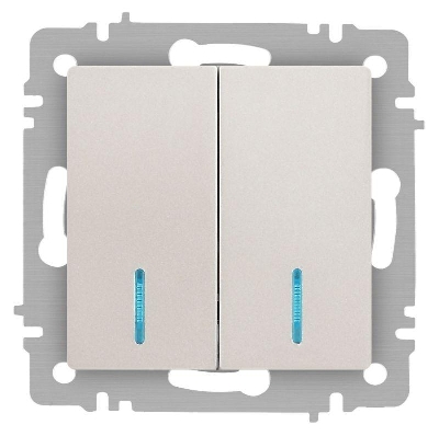 Выключатель 2-кл. СП Accent 6-105-06 10А IP20 250В с подсветкой AL/CU перламутр. Intro Б0063519