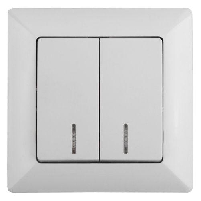 Выключатель 2-кл. СП Solo 4-105-01 10А 250В IP20 с подсветкой бел. Intro Б0053593