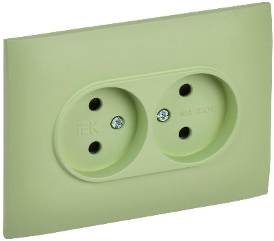 Розетка 2-м SKANDY 10А без заземл. защ. шторки в сборе SK-R09G мятный IEK SK-R23-10-K06-F