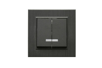 Выключатель 2-клав. с подсветкой Karea LINE STAR дым. металлик Makel 86050023