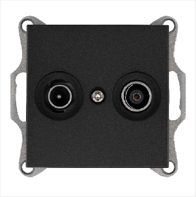 Розетка телевизионная оконечная TV + FM 2-м Ф9.5мм механизм антрацит Jasmart G6204B