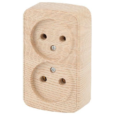 Розетка 2-м ОП Polo 3-203-11 2х2P 16А 250В IP20 без заземл. сосна Intro Б0053571